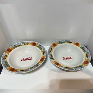 Coca Cola Good Old Days 9” Rim Soup Bowl Set of 2